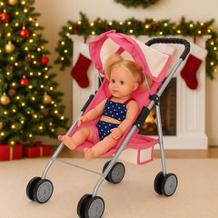 Doll stroller basket storage keeps accessories organized
