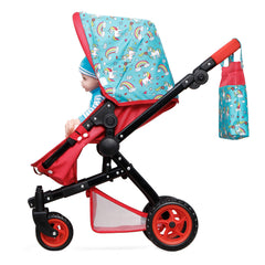 Fash n Kolor foldable baby doll pram saves space for travel and storage.