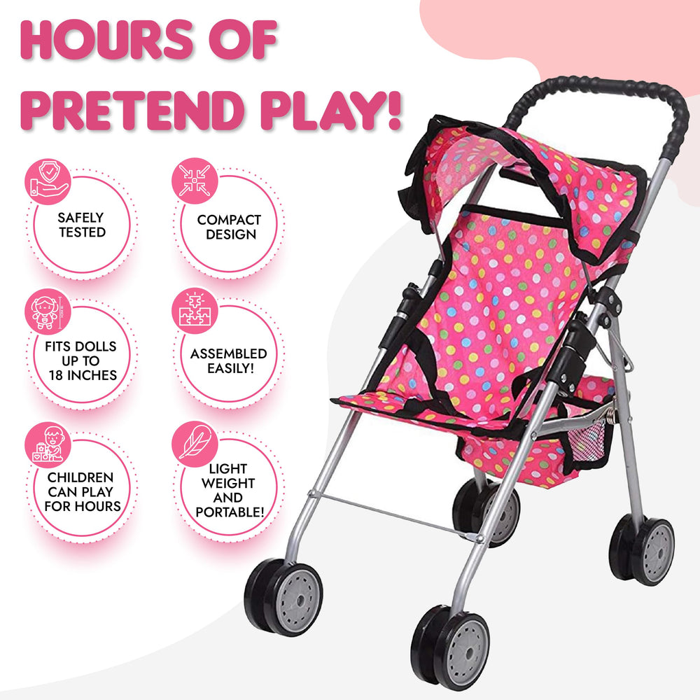 hood opens and closes on fash n kolor doll stroller for versatile play
