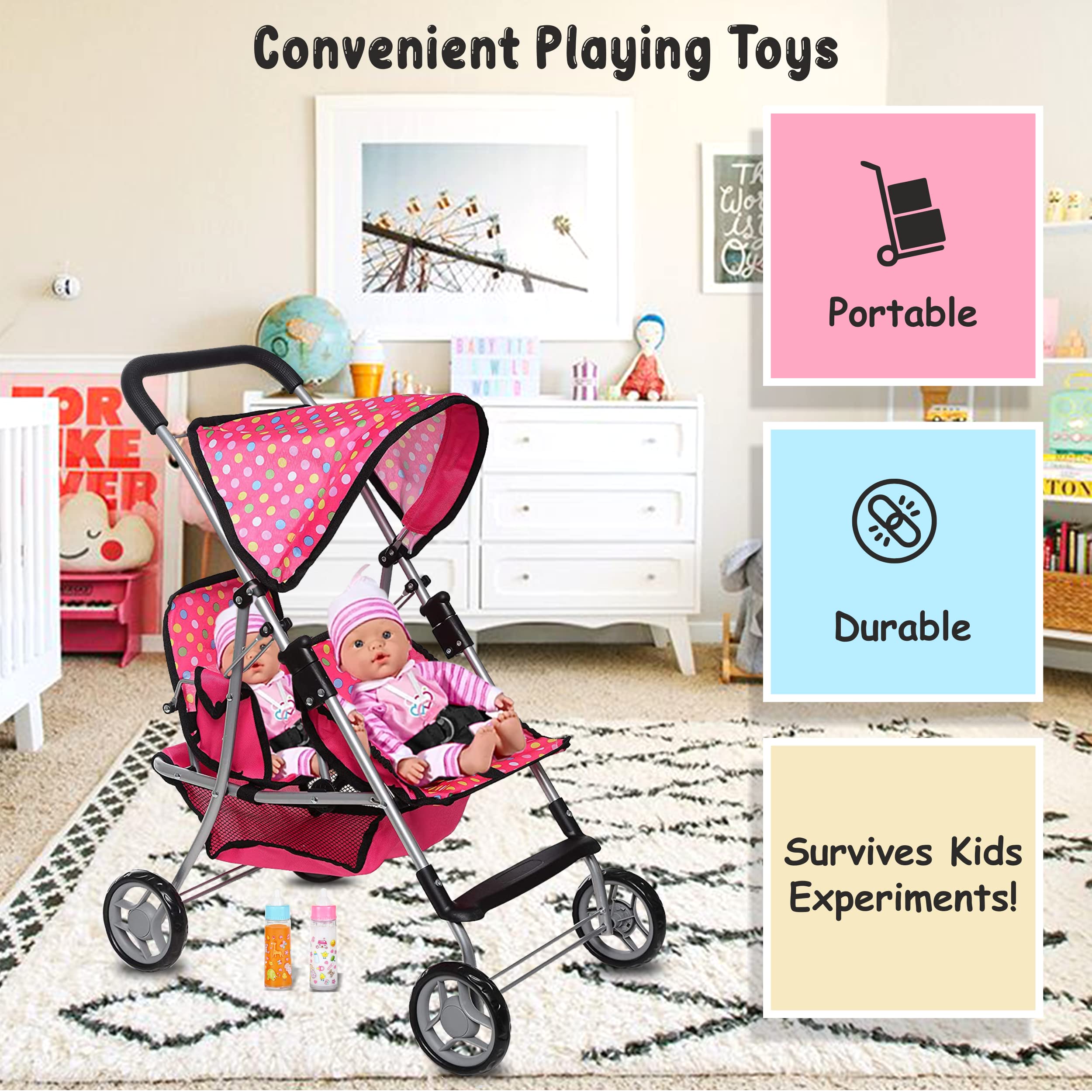 Fash n Kolor doll stroller storage basket for accessories.
