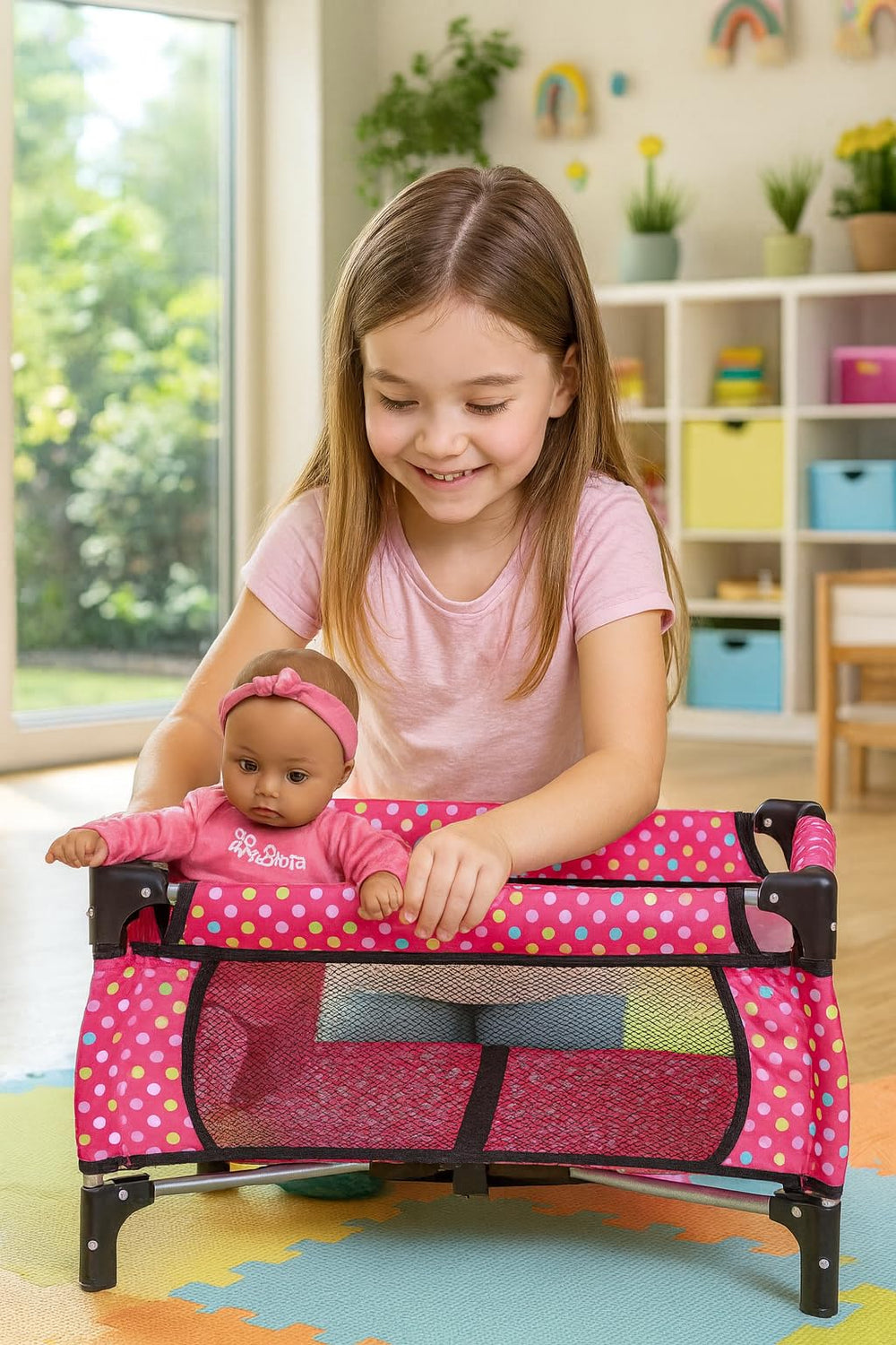 Fash N Kolor foldable doll crib with zip carrier for easy storage