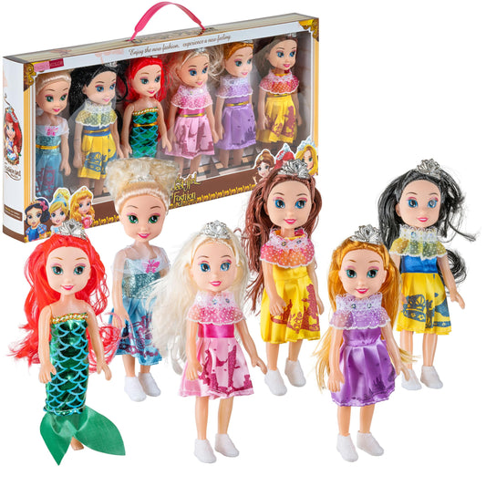Fash N Kolor Princess Dolls Set: six dolls with varied dresses ignite imaginative play.