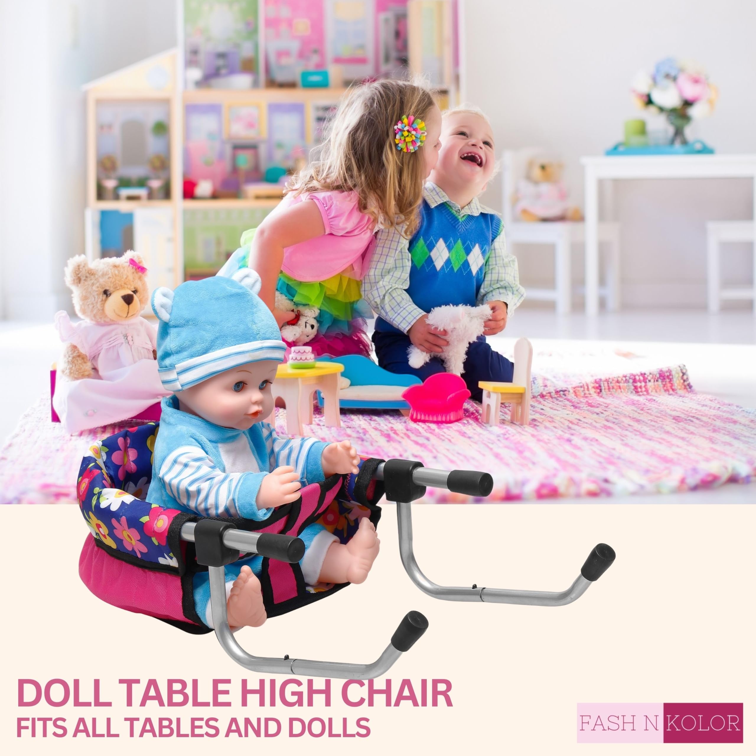 Fash N Kolor removable portable doll seat for easy storage and travel