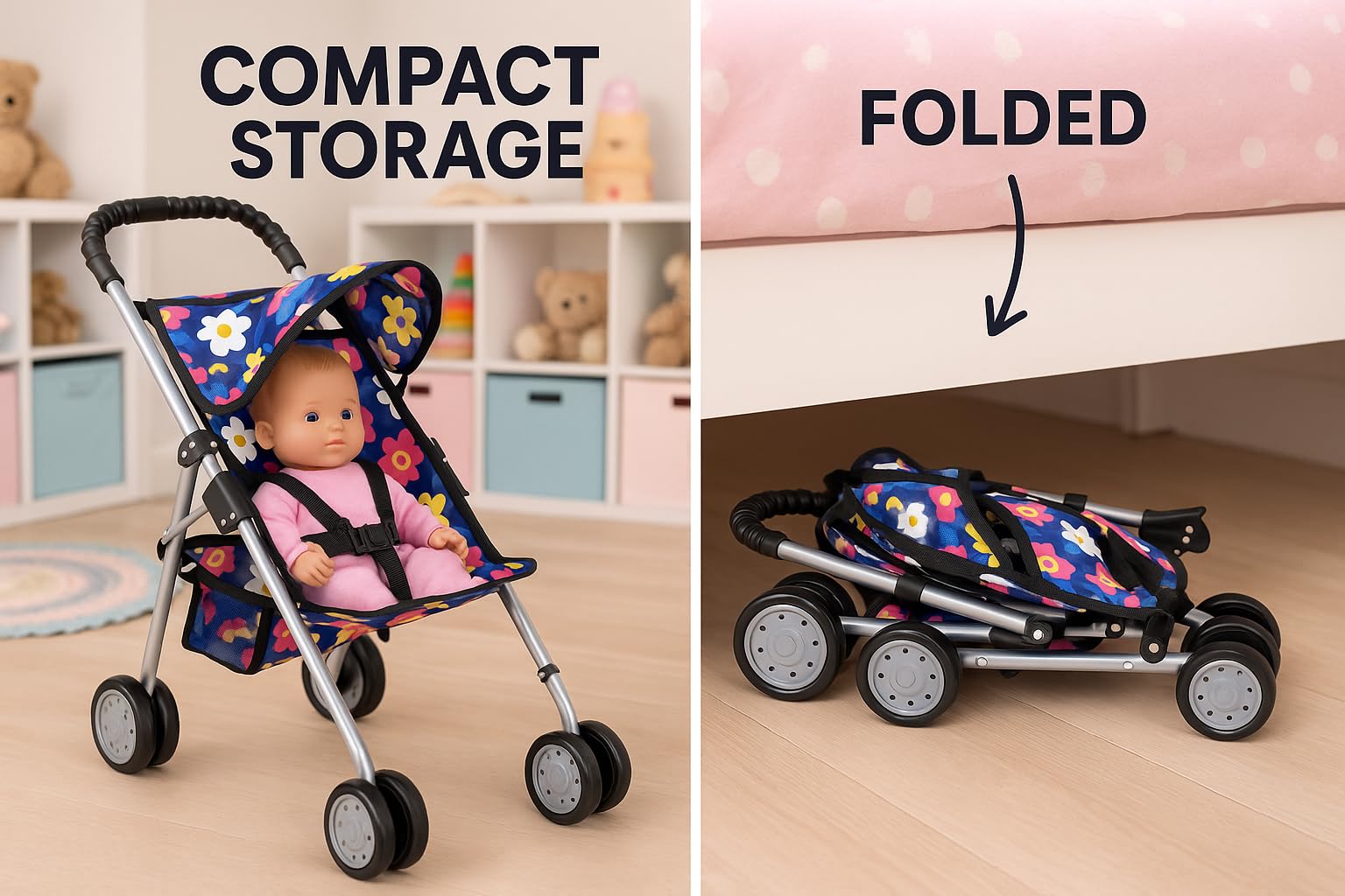 Fash N Kolor removable seat simplifies washing after playtime.