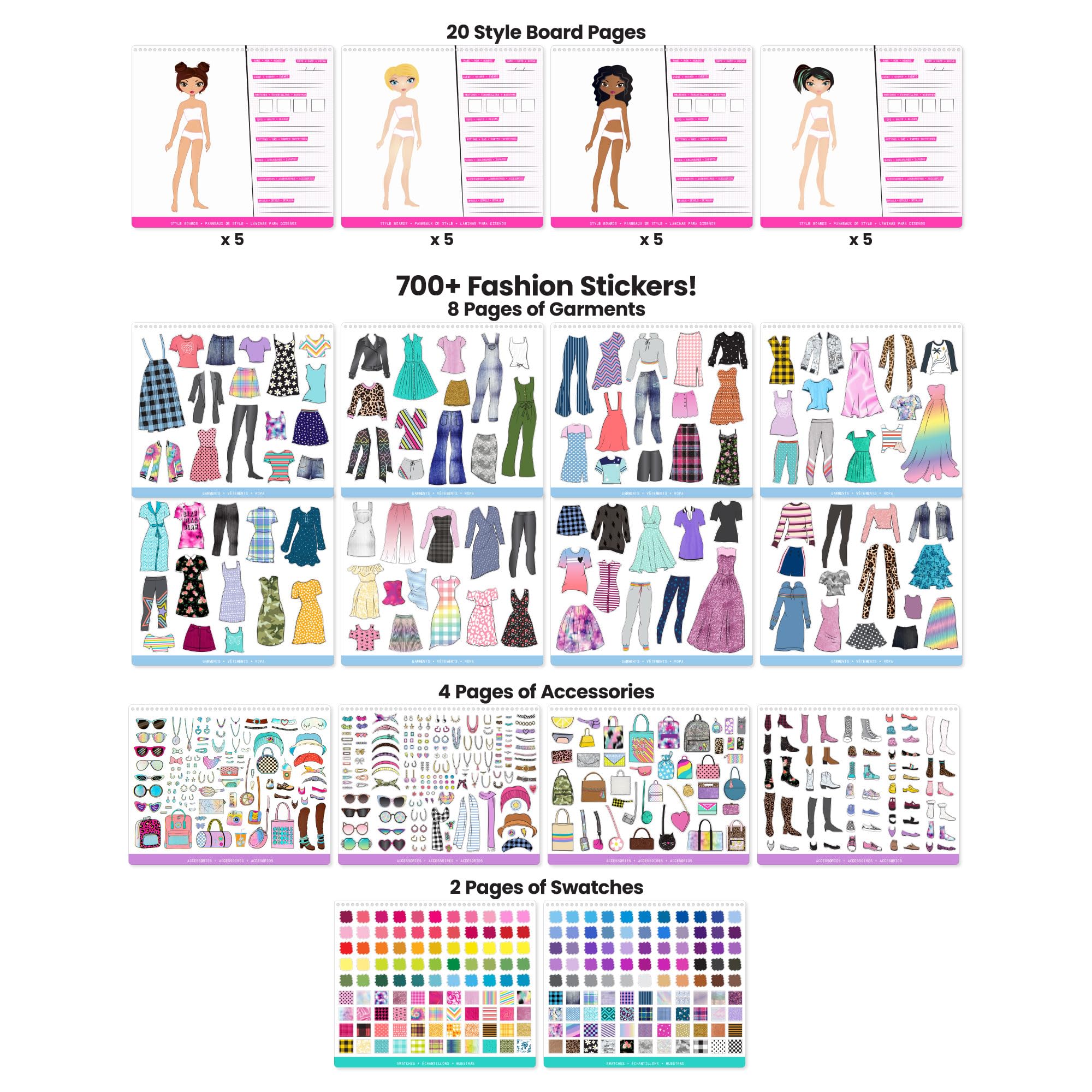Fashion Angels sticker book pages inside showing sticker-by-number sheets for guidance.
