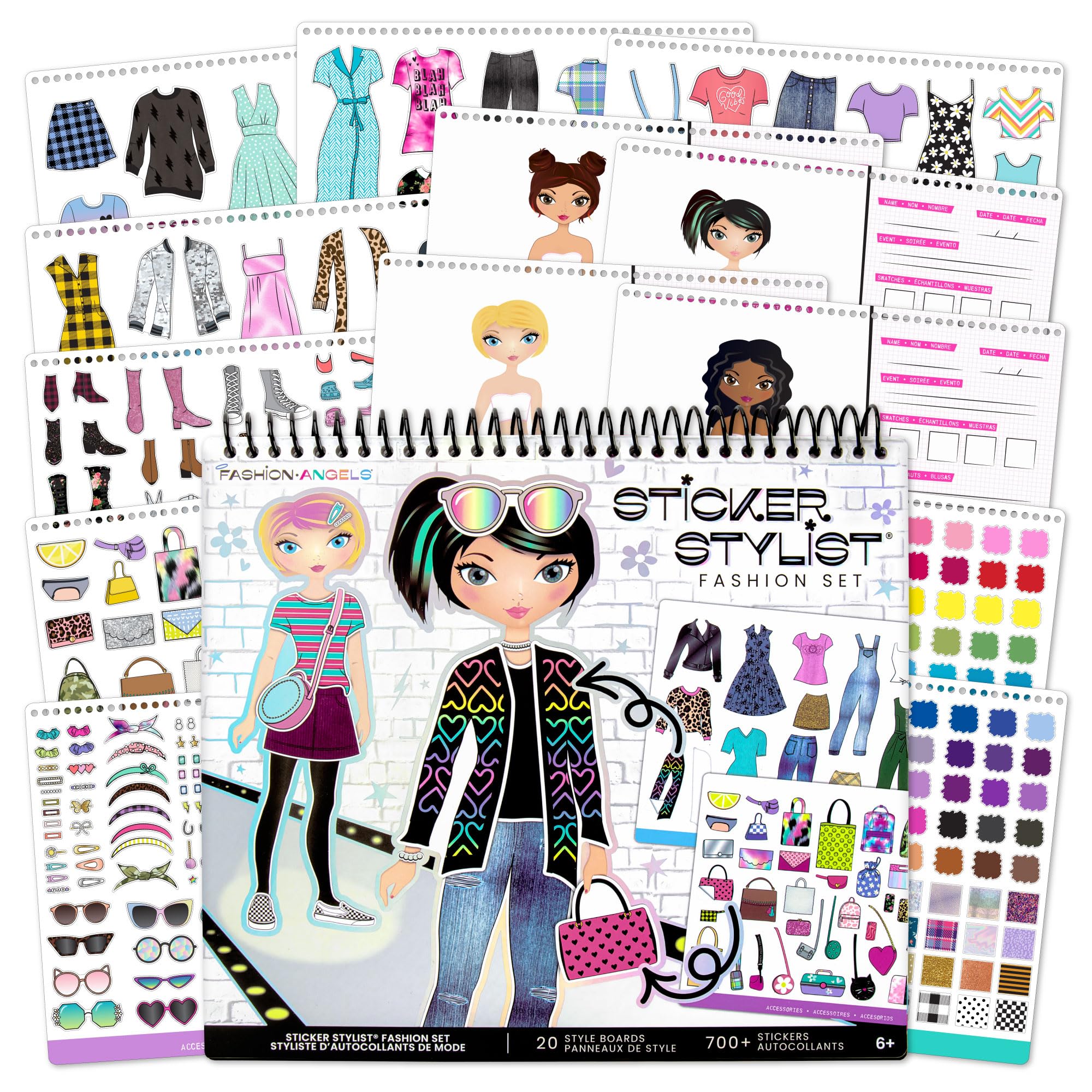 Fashion Angels sticker book cover with colorful outfits, perfect for imaginative play.