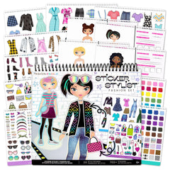 Fashion Angels sticker book cover with colorful outfits, perfect for imaginative play.