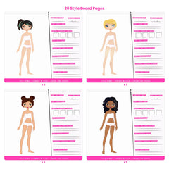 Fashion Angels sticker-by-number sheets spread for guided prompts.