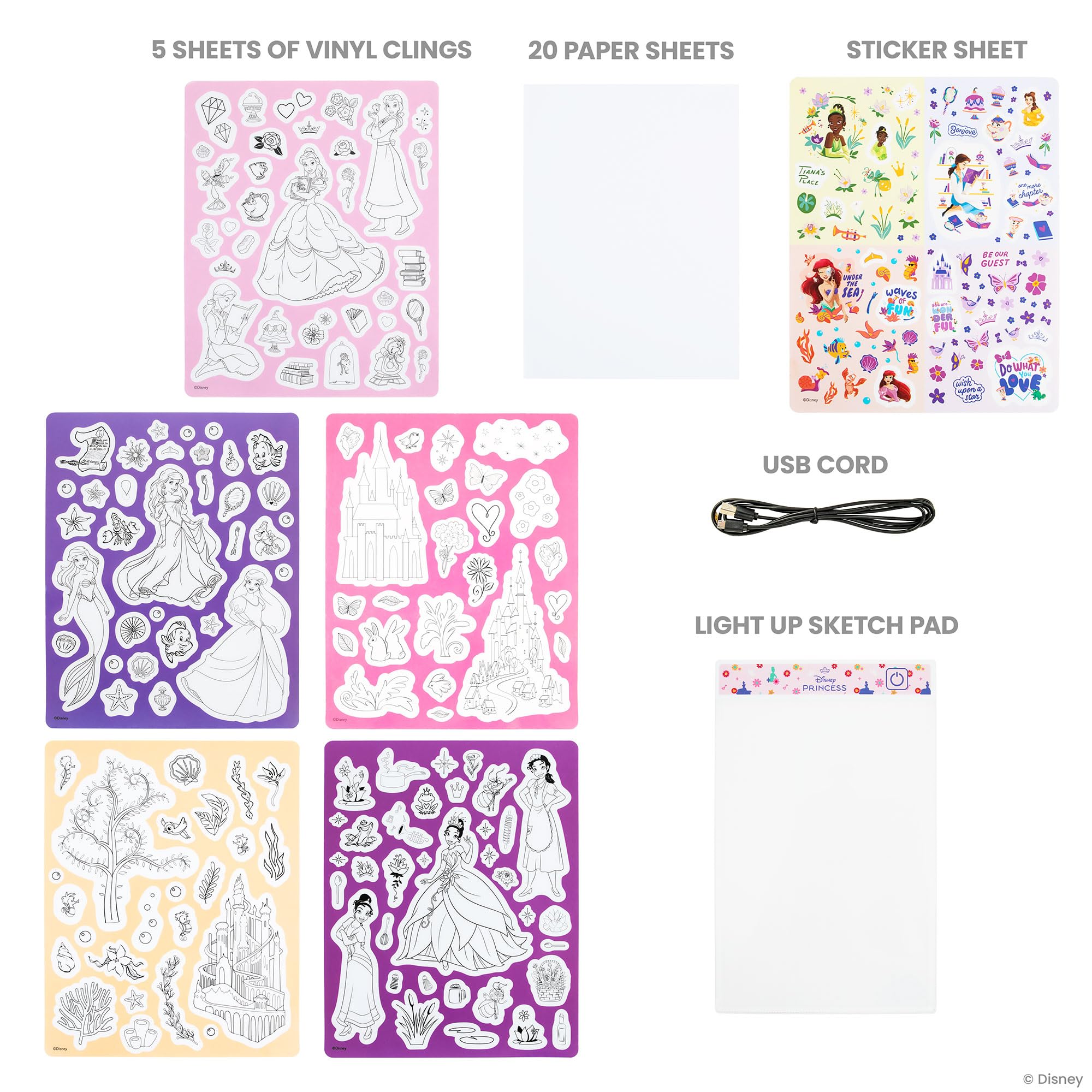 Fashion Angels Disney Princess sticker sheet for adding sparkly details.