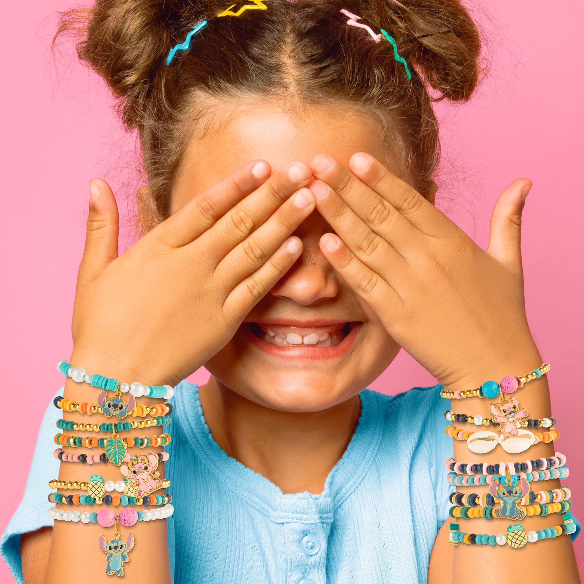 Fashion Angels Disney Stitch kids crafting scene emphasizing screen-free fun and expressive design.