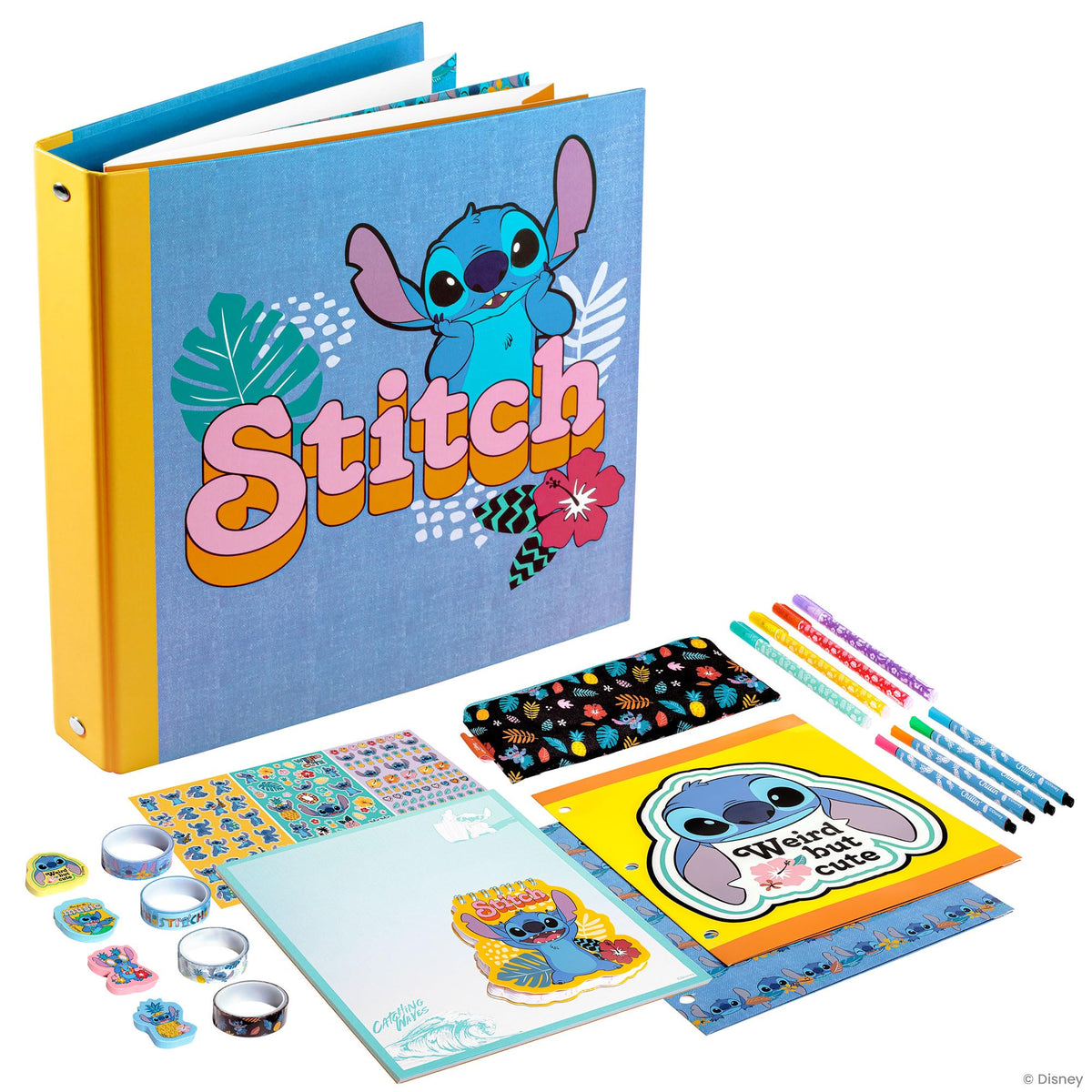 Fashion Angels Disney Stitch 3-ring binder set for organized school storage with fun design.