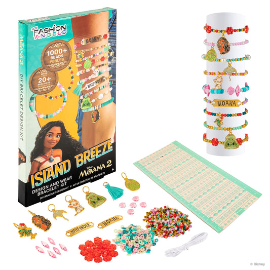 Fashion Angels Moana 2 bracelet kit with beads shows vibrant sea colors for creative play
