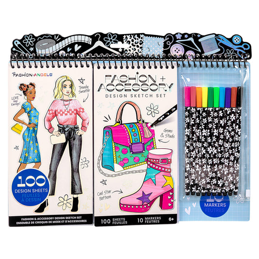 Fashion Angels sticker sheets to color and detail fashion sketches