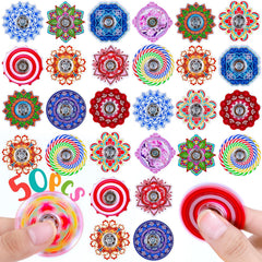 Fasray 50-pack fidget spinners with vibrant patterns for classroom focus.