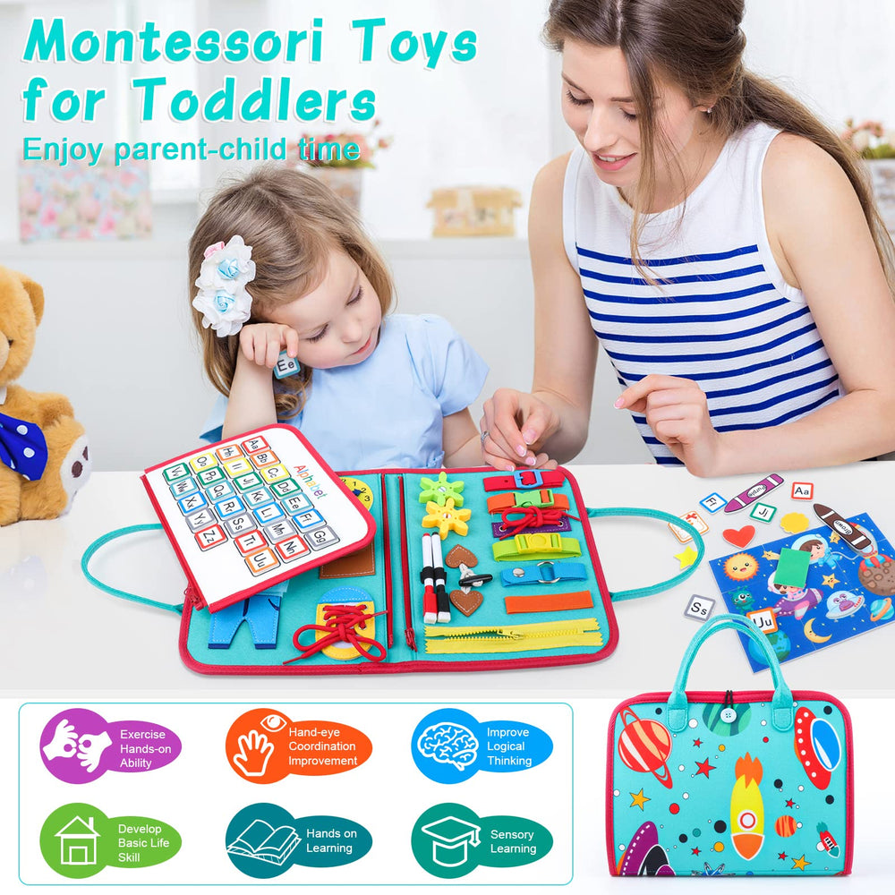 FASTSPOK Busy Board shoelace activity helps toddlers practice tying and coordination