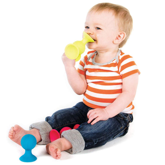 Fat Brain PipSquigz bundle suction closeup shows strong silicone construction