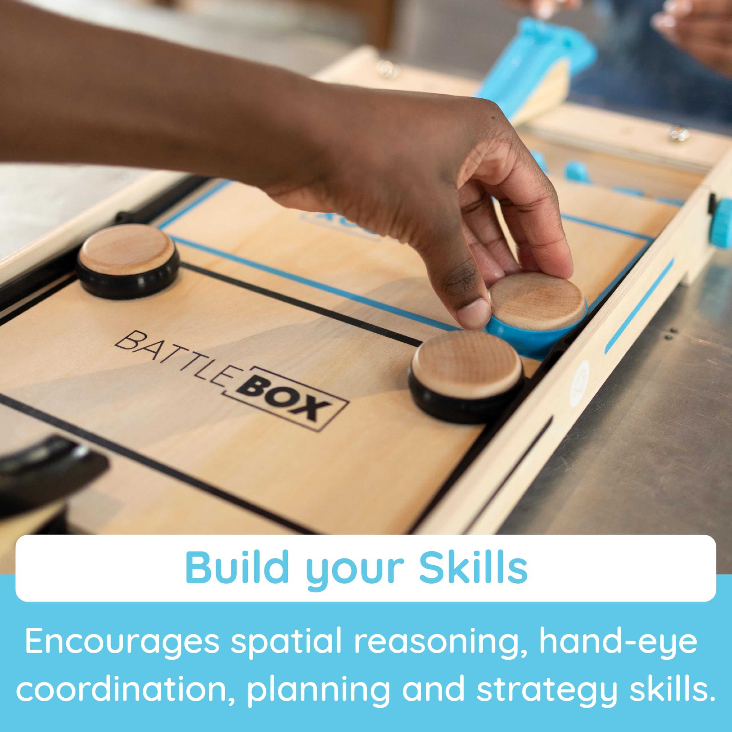 Fat Brain Toys Battle Box tabletop play area shown for family game nights