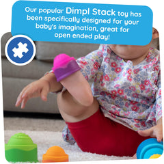 Fat Brain Toys Dimpl Stack baby hands exploring textured cups.
