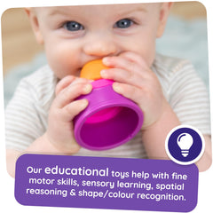 Fat Brain Toys Dimpl Stack silicone bubbles provide squishy tactile feedback.