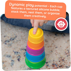 Fat Brain Toys Dimpl Stack stacking play fosters exploration and light cause-and-effect learning.