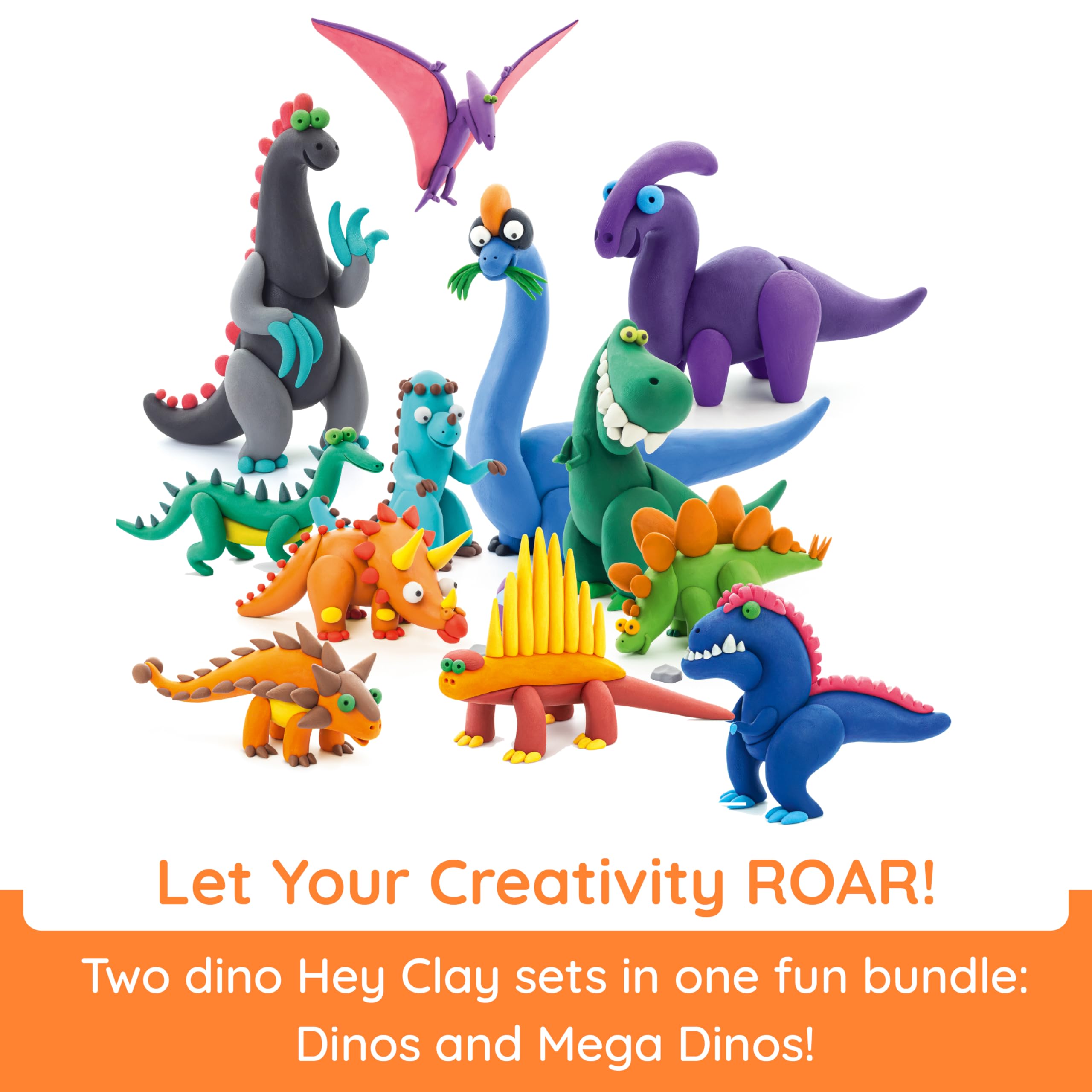 Hey Clay Dino Land app screen guiding kids through 3D building steps