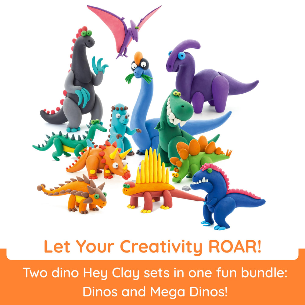 Hey Clay Dino Land app screen guiding kids through 3D building steps