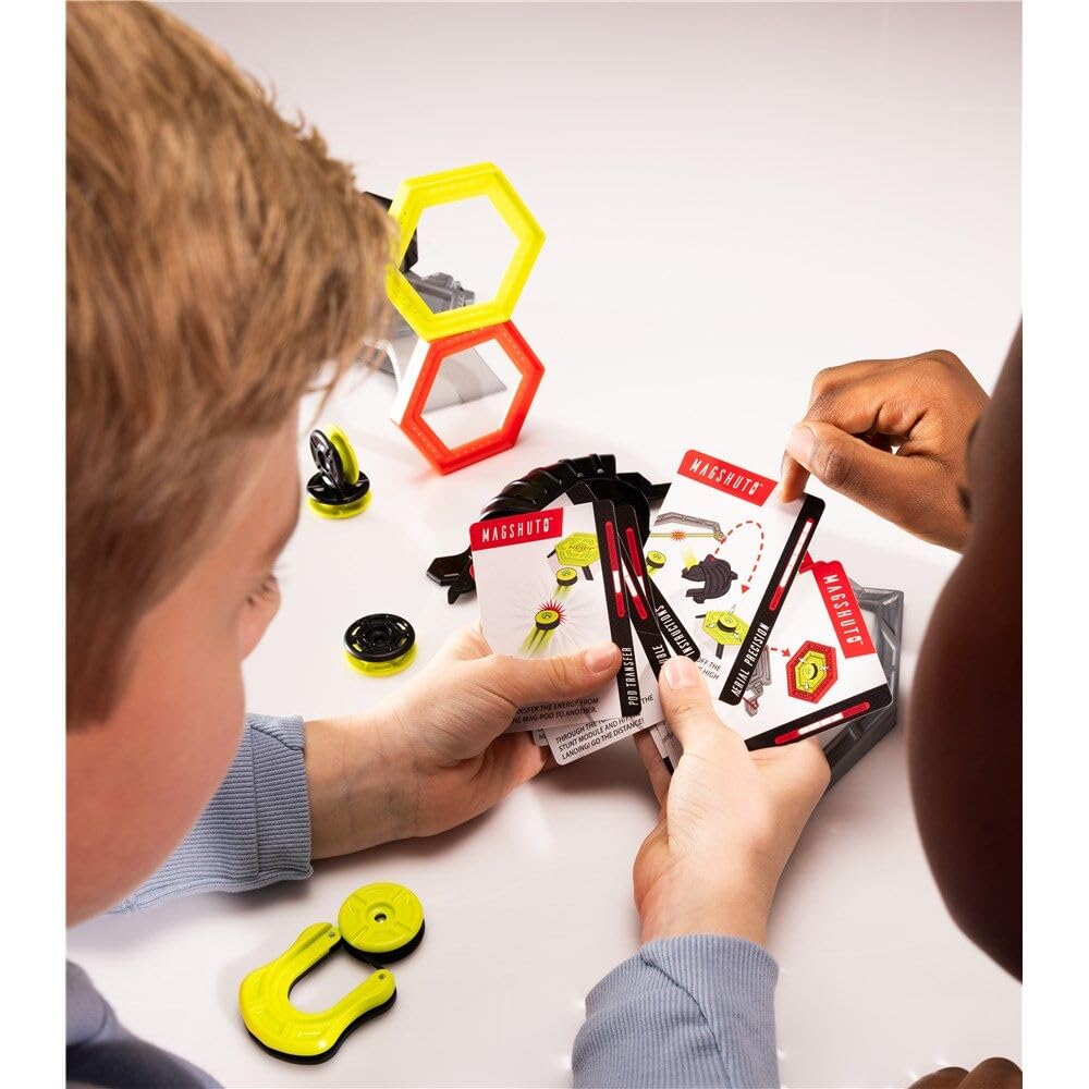 Magshuto launcher showing a precise magnetic launch for energized play.