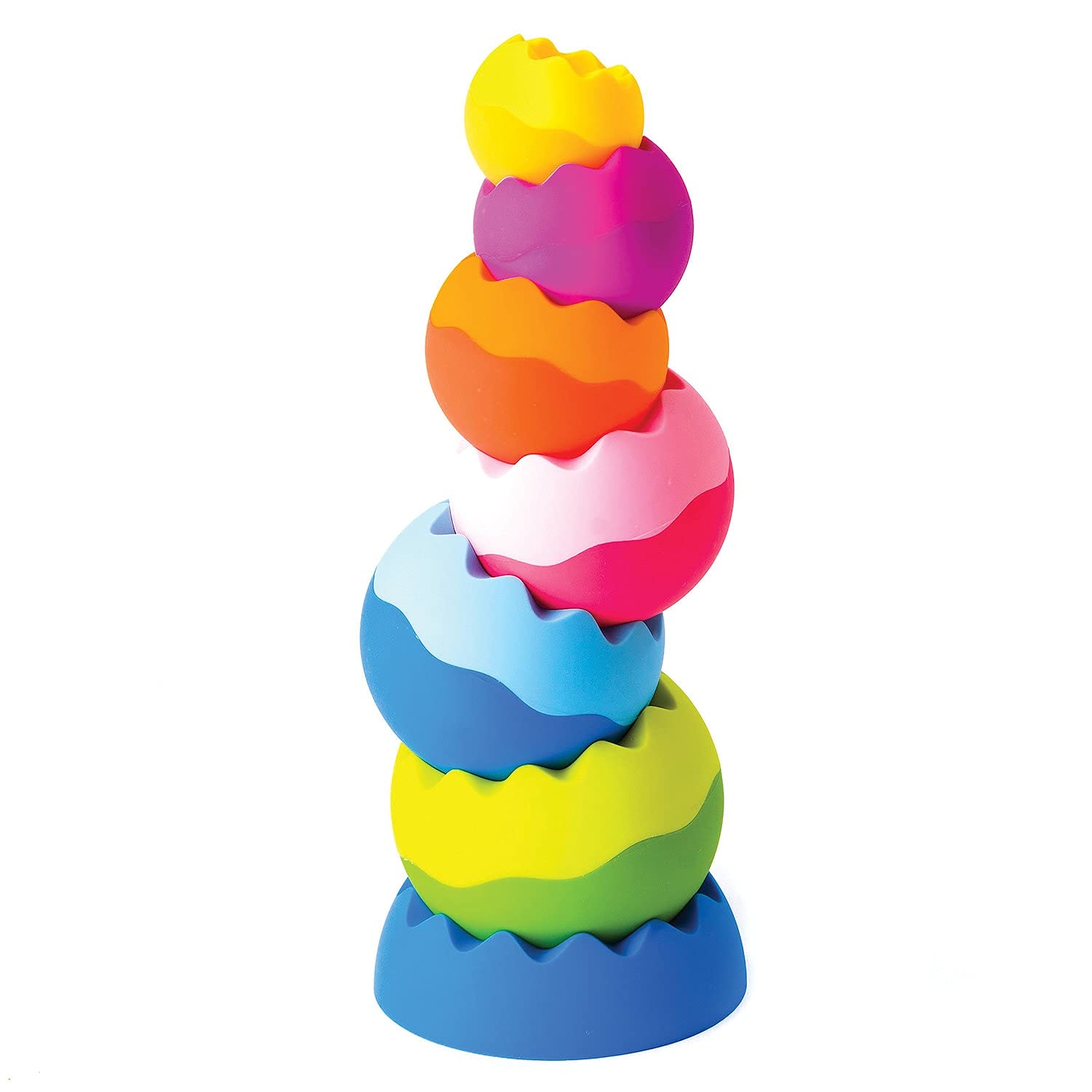 Fat Brain Toys Minispinny stands on table, spinning for tabletop play