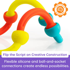 Fat Brain Toys Plip Kit connectors showcase soft textures for tactile construction.