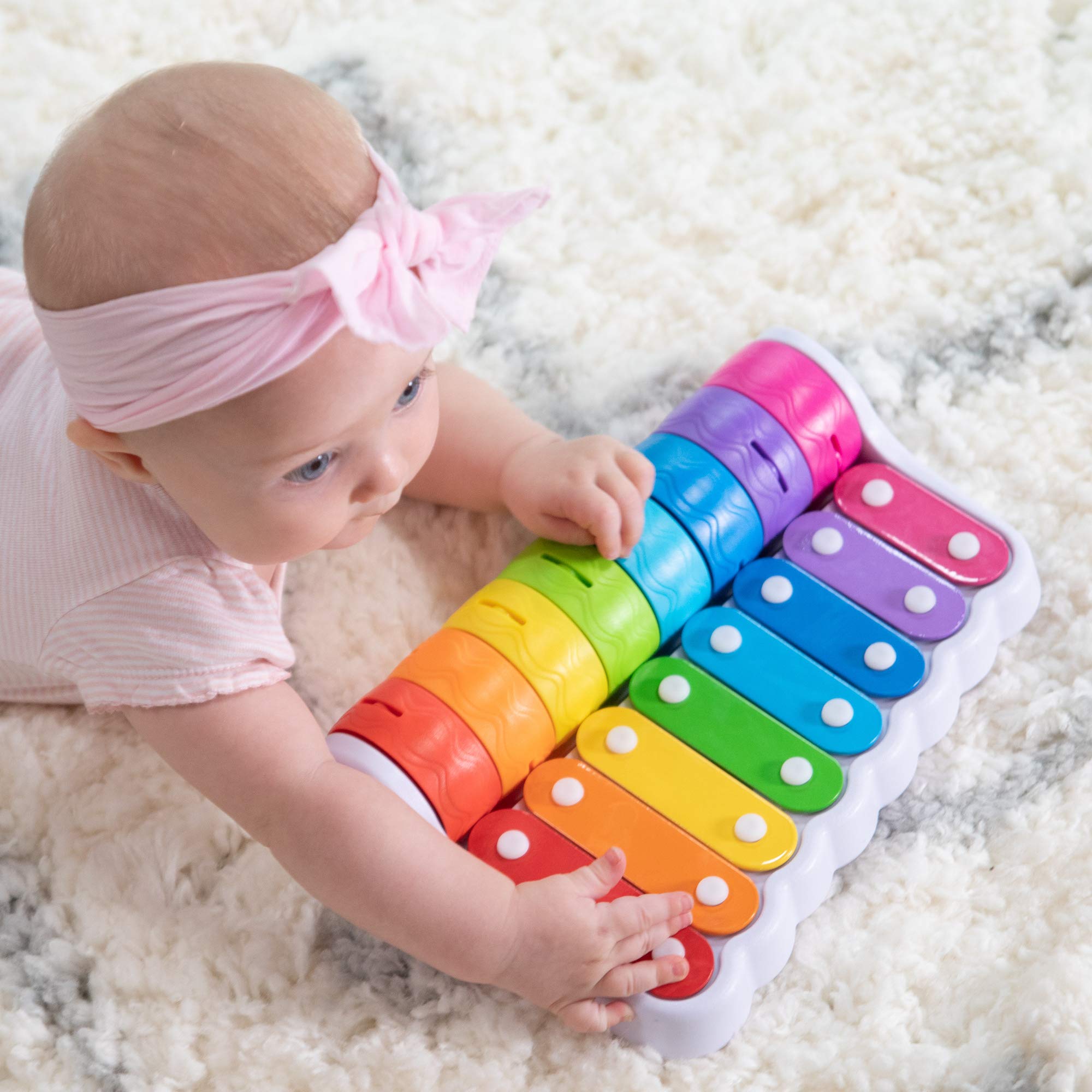 Front view of Rock 'N Roller Piano keyboard for beginner xylophone play