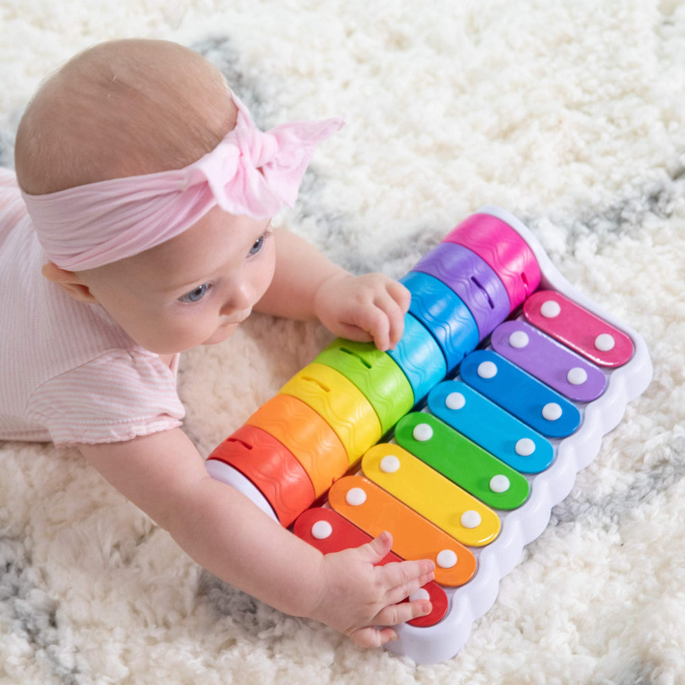 Front view of Rock 'N Roller Piano keyboard for beginner xylophone play