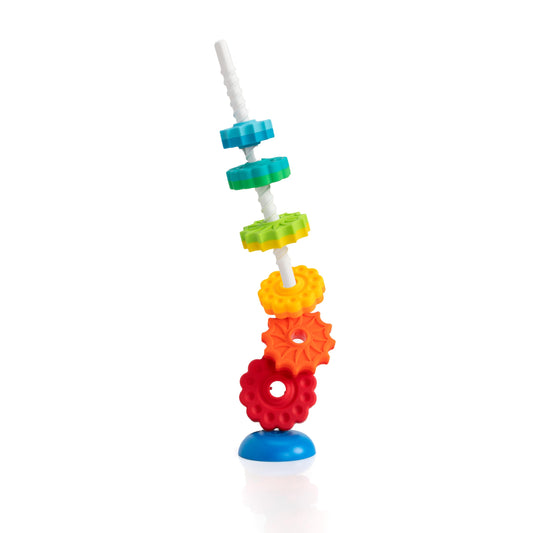 Fat Brain Toys SpinAgain colorful discs ready for stacking and color sorting