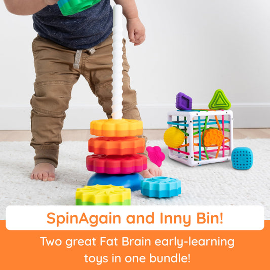 Fat Brain Toys SpinAgain corkscrew pole promotes cause-and-effect play with spinning discs