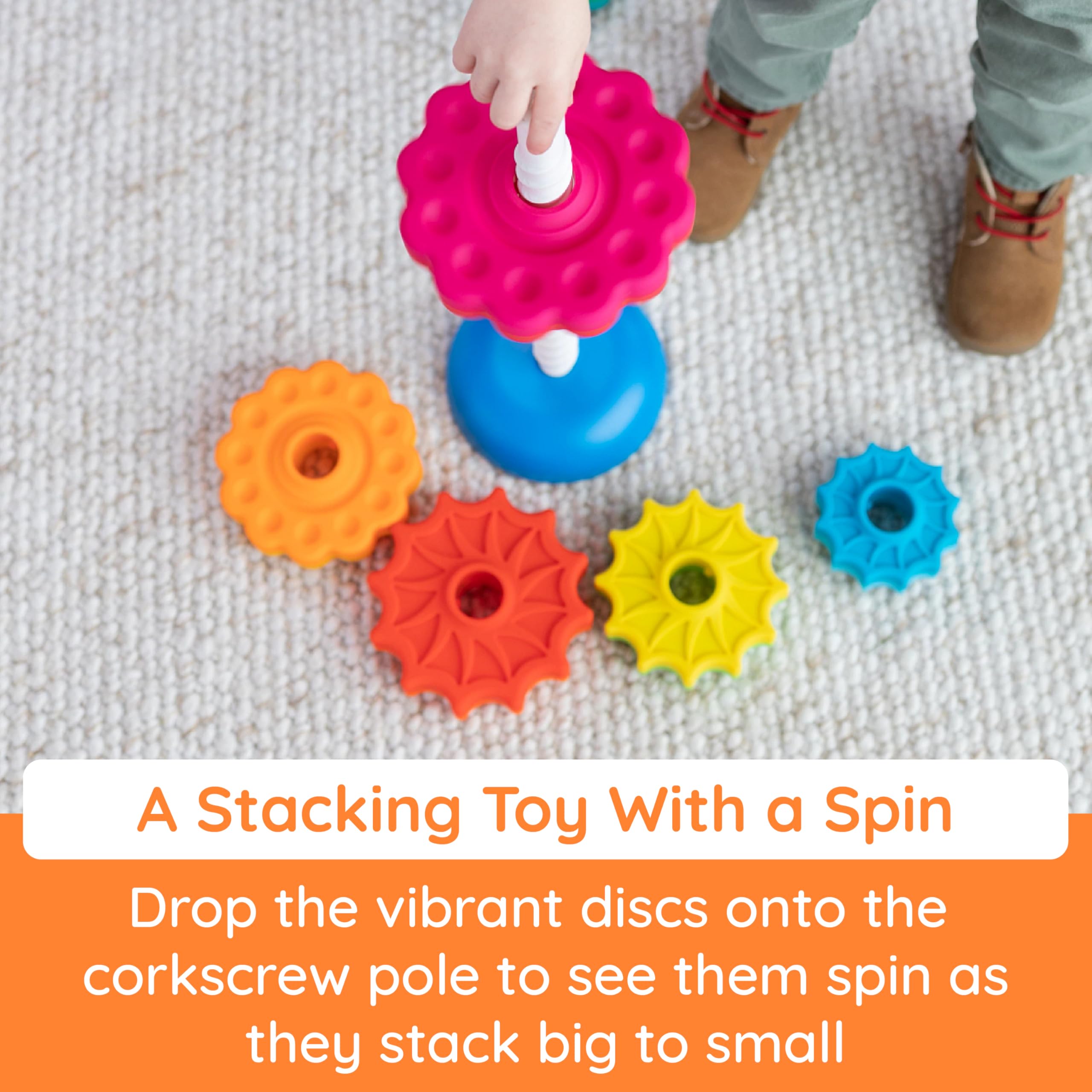 Fat Brain Toys SpinAgain reversible base keeps stacks steady during play