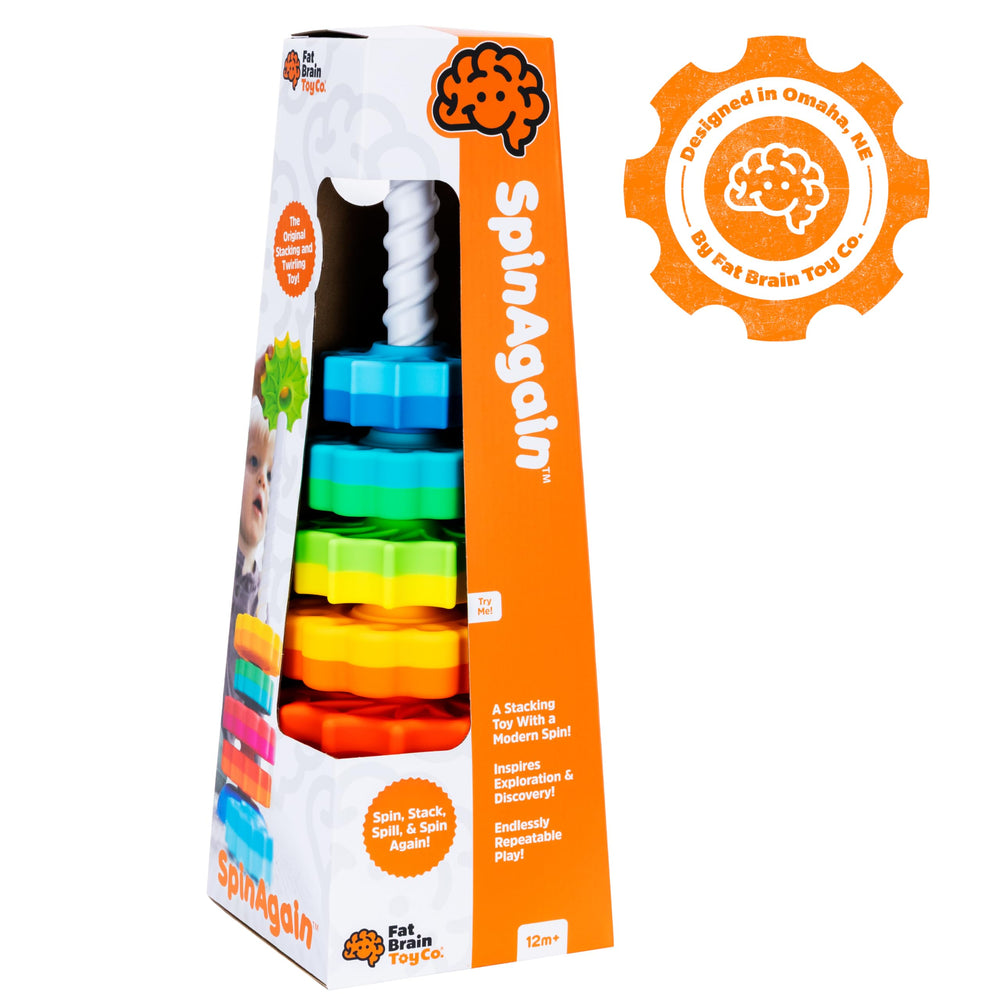 Tower of SpinAgain discs ready for stacking and play