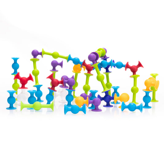 Fat Brain Toys Squigz Deluxe colorful suction pieces connect ideas and build early motor skills.