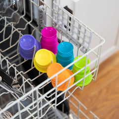 Fat Brain Toys Suction Kupz dishwasher safe for easy cleaning and quick reuse.