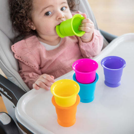 Fat Brain Toys Suction Kupz stackable design encourages hands-on exploration and problem solving.