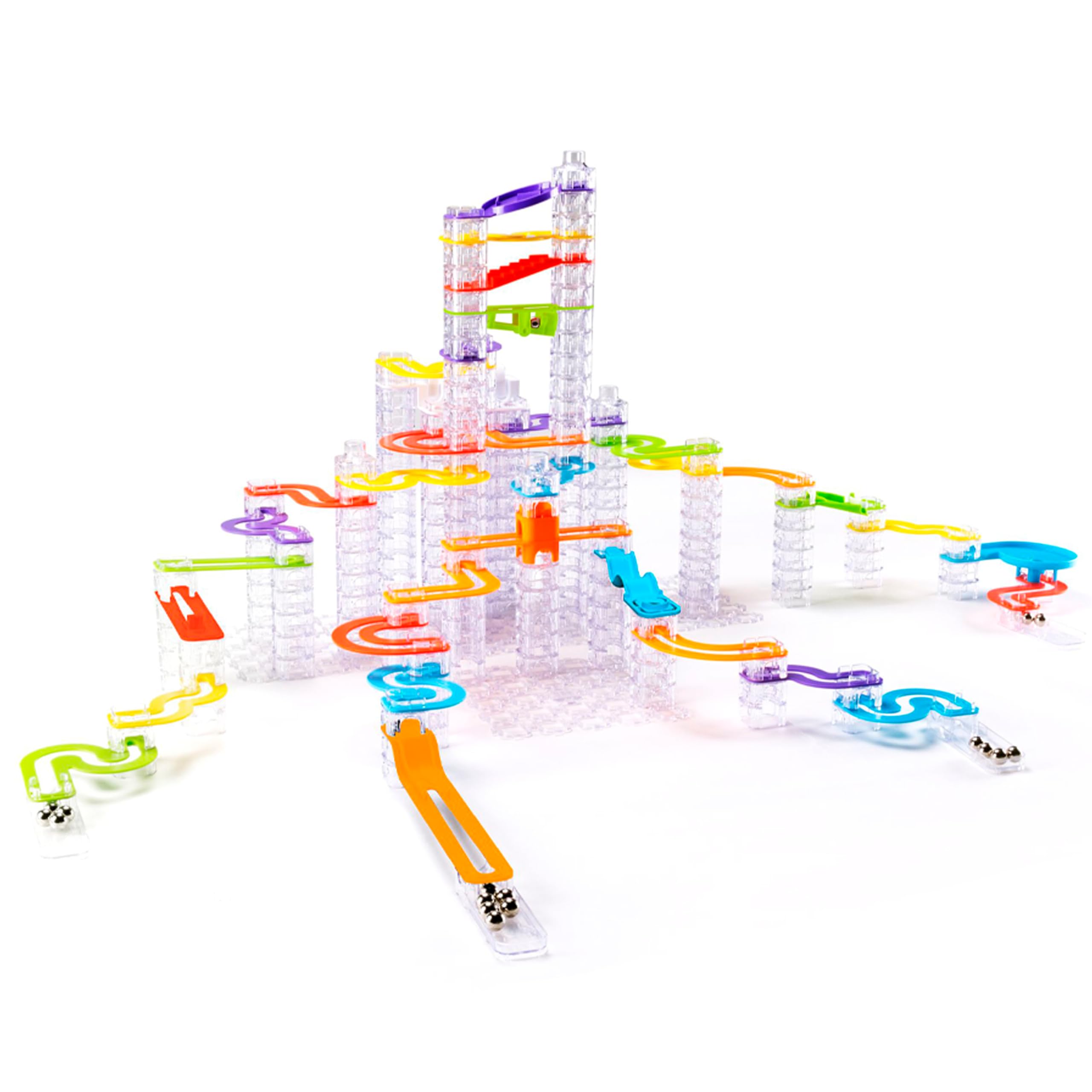 Fat Brain Toys Trestle Tracks Pro base setup for quick play and exploration.