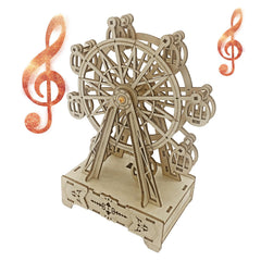 FAUCLY wooden 3D puzzle ferris wheel—challenging display piece for home or office.