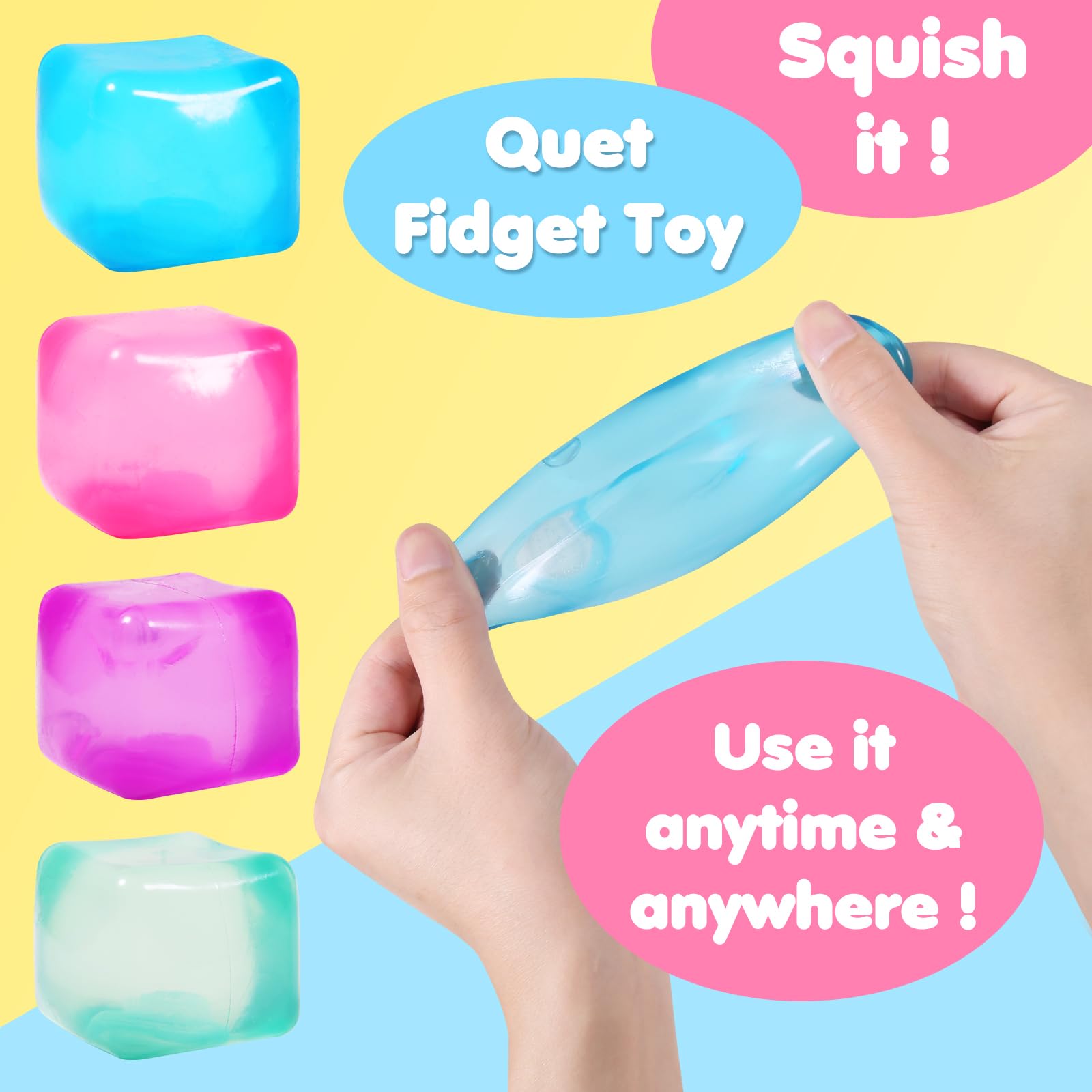 FauKait blue stress cube, squishy sensory tool for relief.