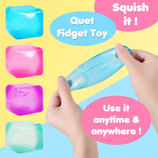 FauKait blue stress cube, squishy sensory tool for relief.
