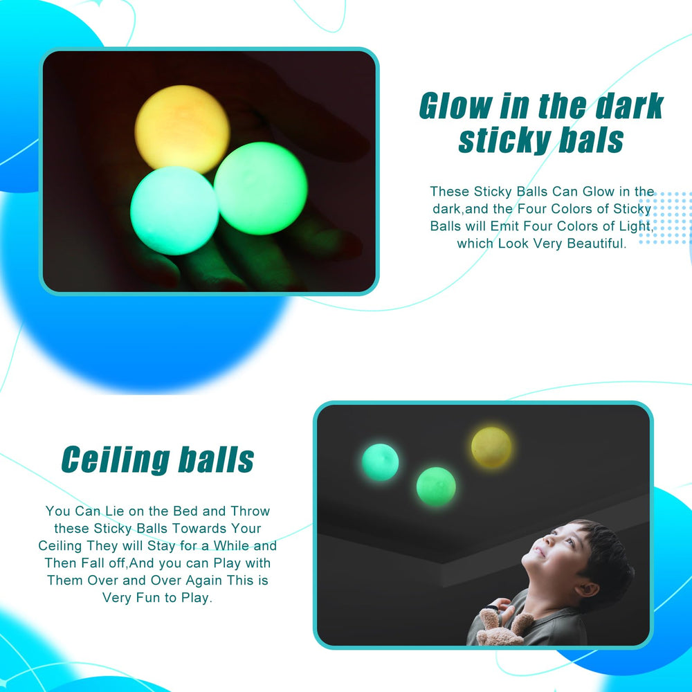 FauKait Lumi Balls stick to ceilings for tossing and catching.