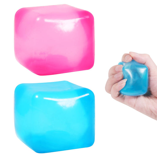 FauKait stress cube pink, compact in hand for quiet focus.