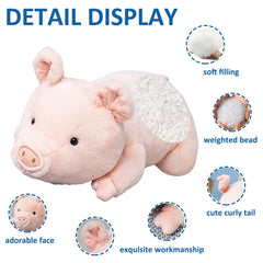 Fawowe weighted pig plush side view highlighting soft fabric
