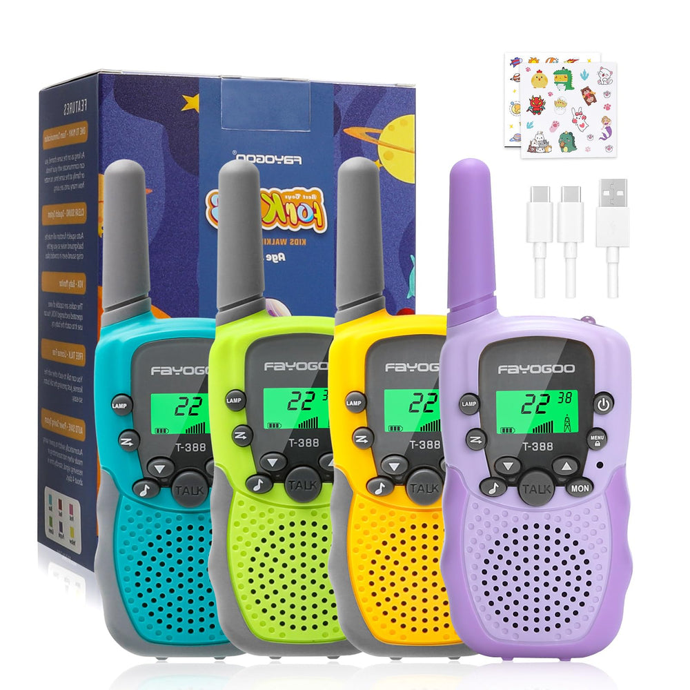 FAYOGOO walkie talkie kids 2-mile range for outdoor communication.