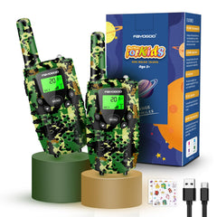 FAYOGOO kids green walkie talkies front view for long-range outdoor play
