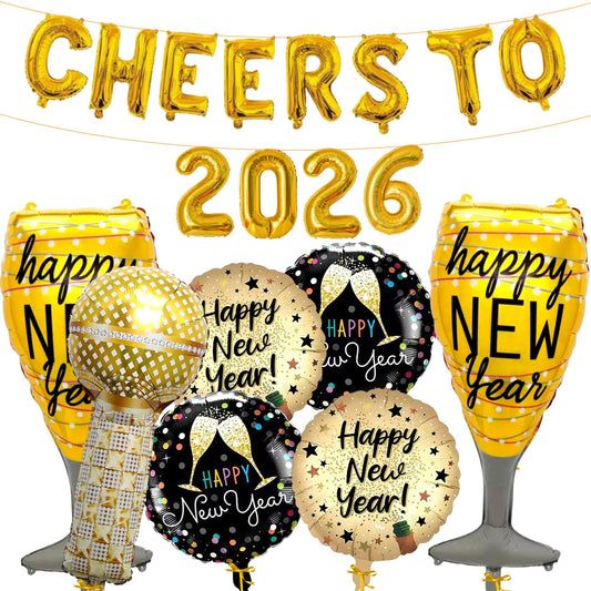 FazBh Cheers To 2026 16 inch letter balloons create glamorous NYE backdrops