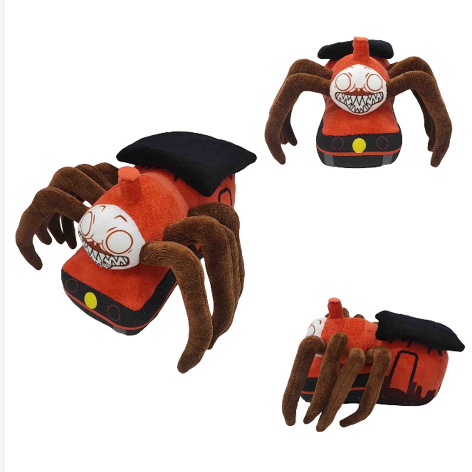 FBDCYIA Spider train stuffed animal on shelf, cute decor and hug companion.