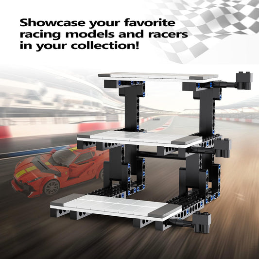 FCEYOUT display stand for Lego Speed Champions side view emphasizes stability and elegance